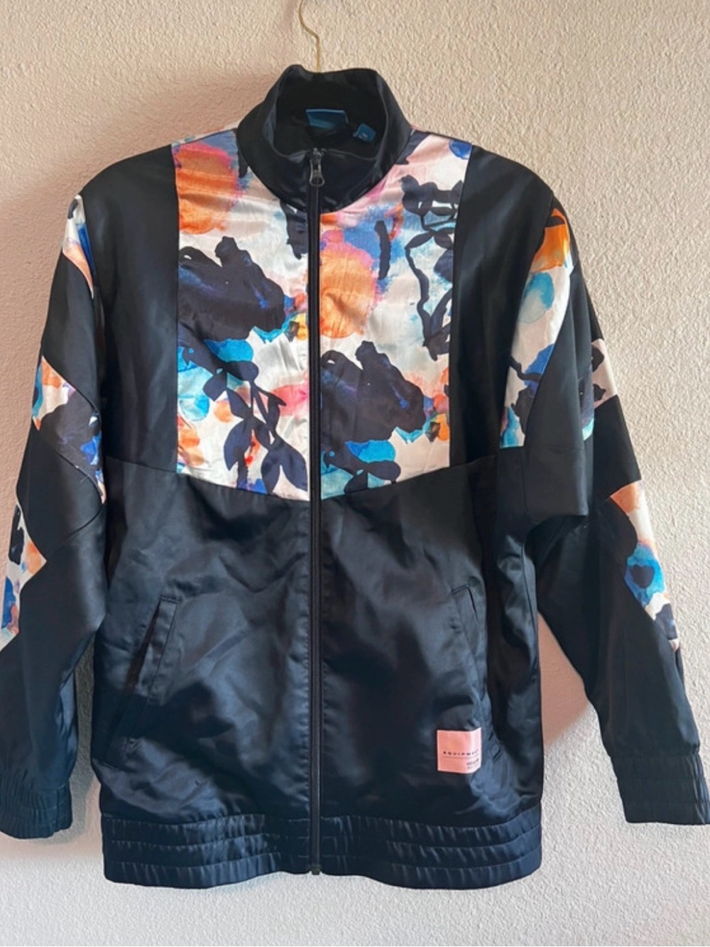 Adidas Youth 14-15Y Black Floral Windbreaker Jacket Multicolor